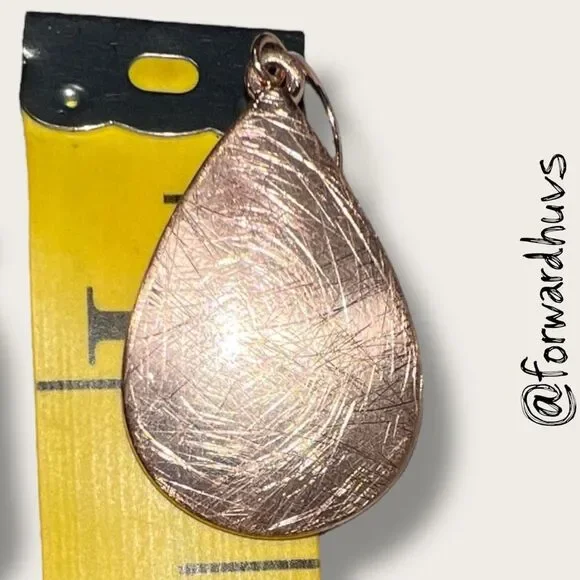 Hand Crafted Copper Teardrop Earrings – Brushed Texture - Picture 6 of 7